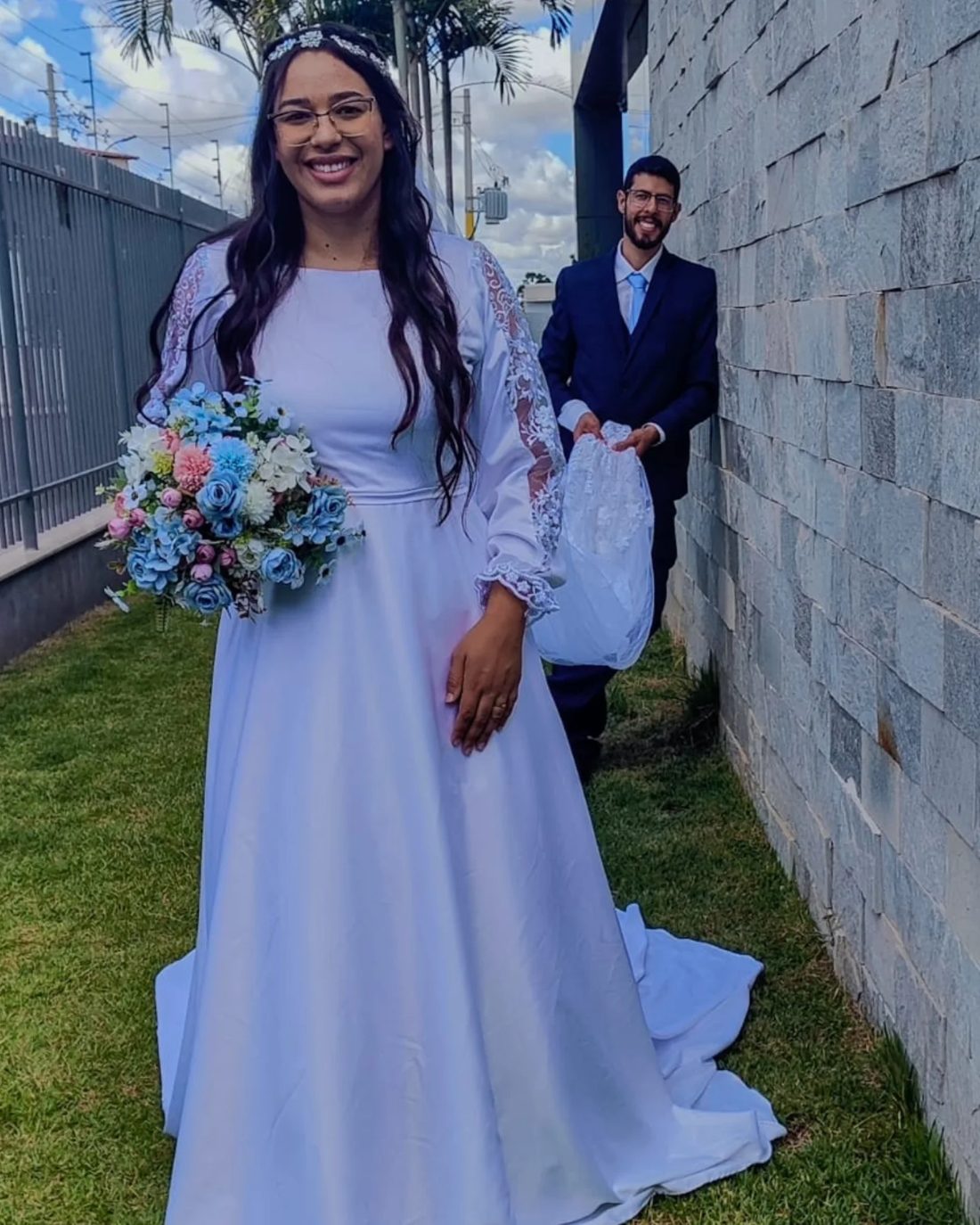 Vestido de noiva com manga longa
